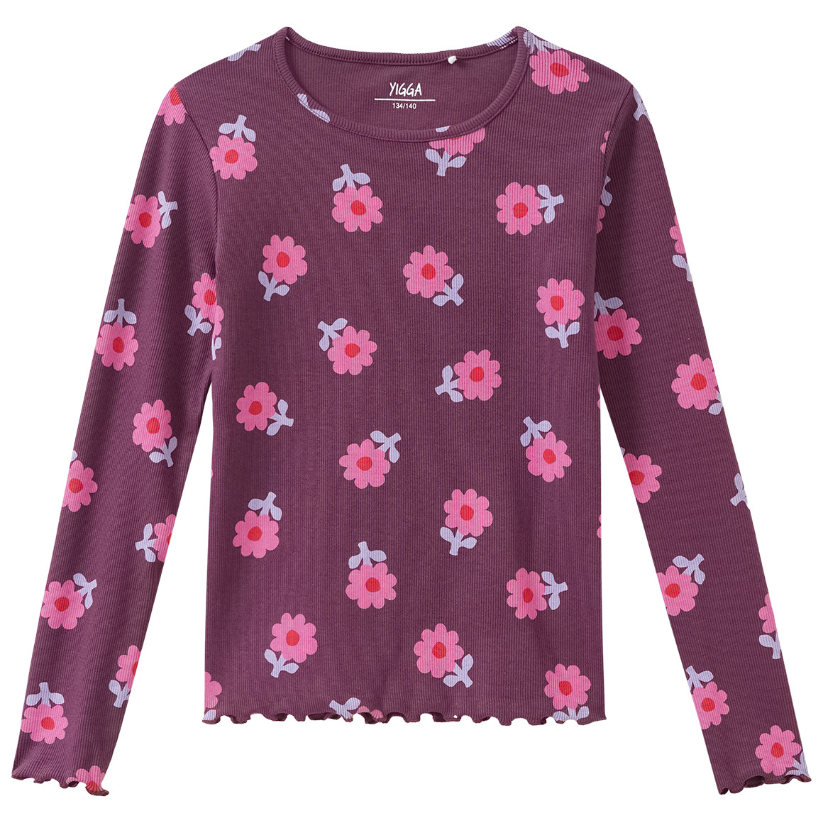 Mädchen Langarmshirt mit Rippstruktur