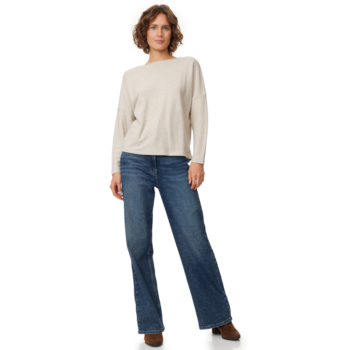 Damen Sweatshirt mit Rippstruktur