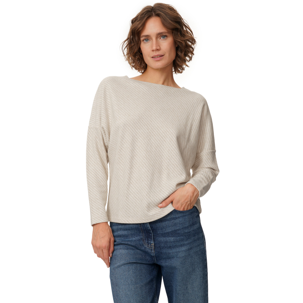 Damen Sweatshirt mit Rippstruktur