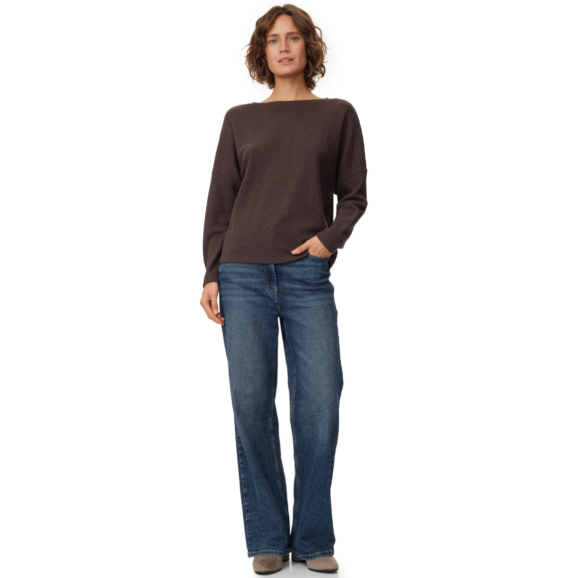 Damen Sweatshirt mit Rippstruktur