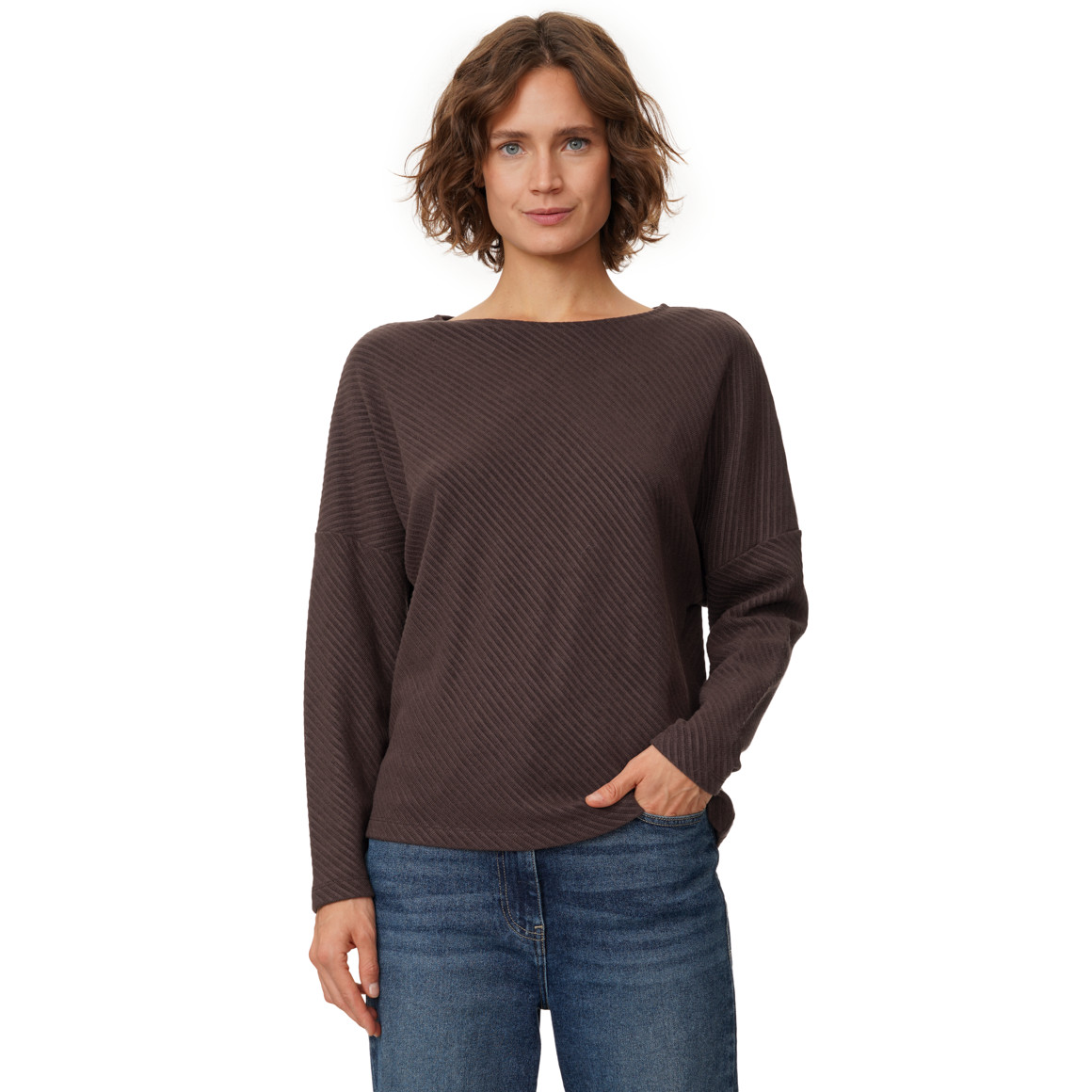 Damen Sweatshirt mit Rippstruktur