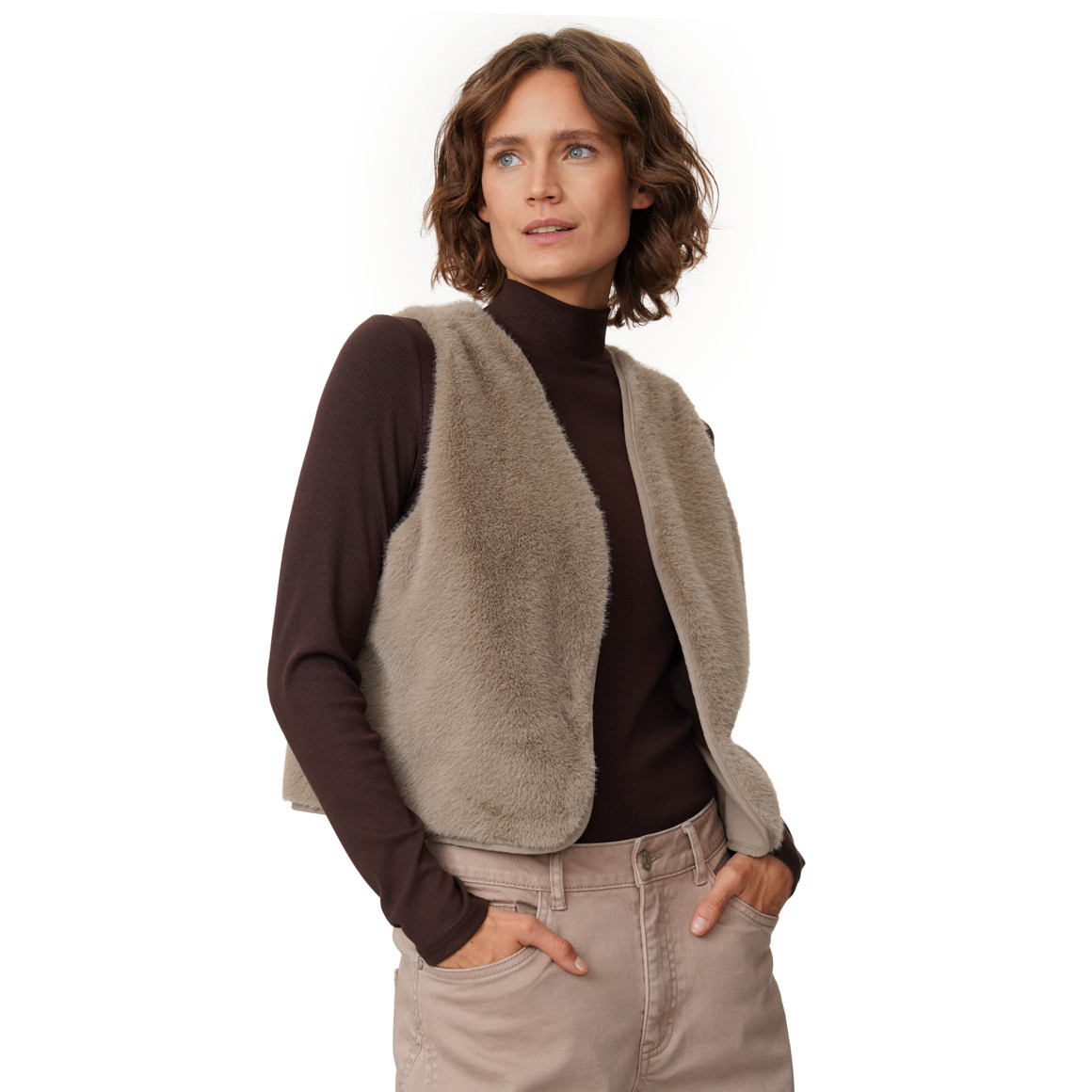 Damen Weste in Fell-Optik