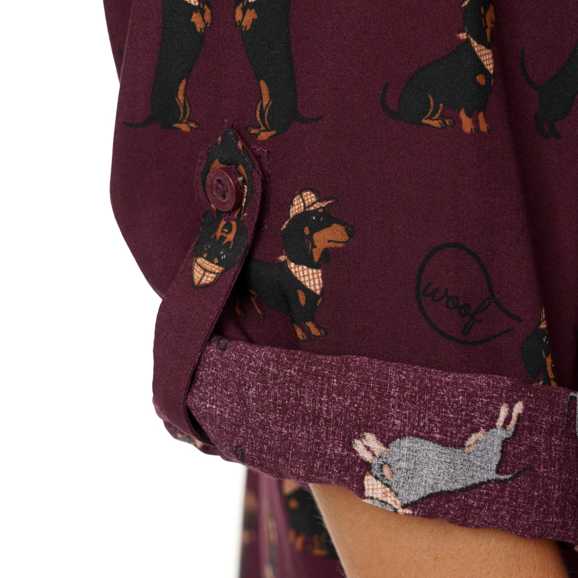Damesblouse met all-overprint van teckels