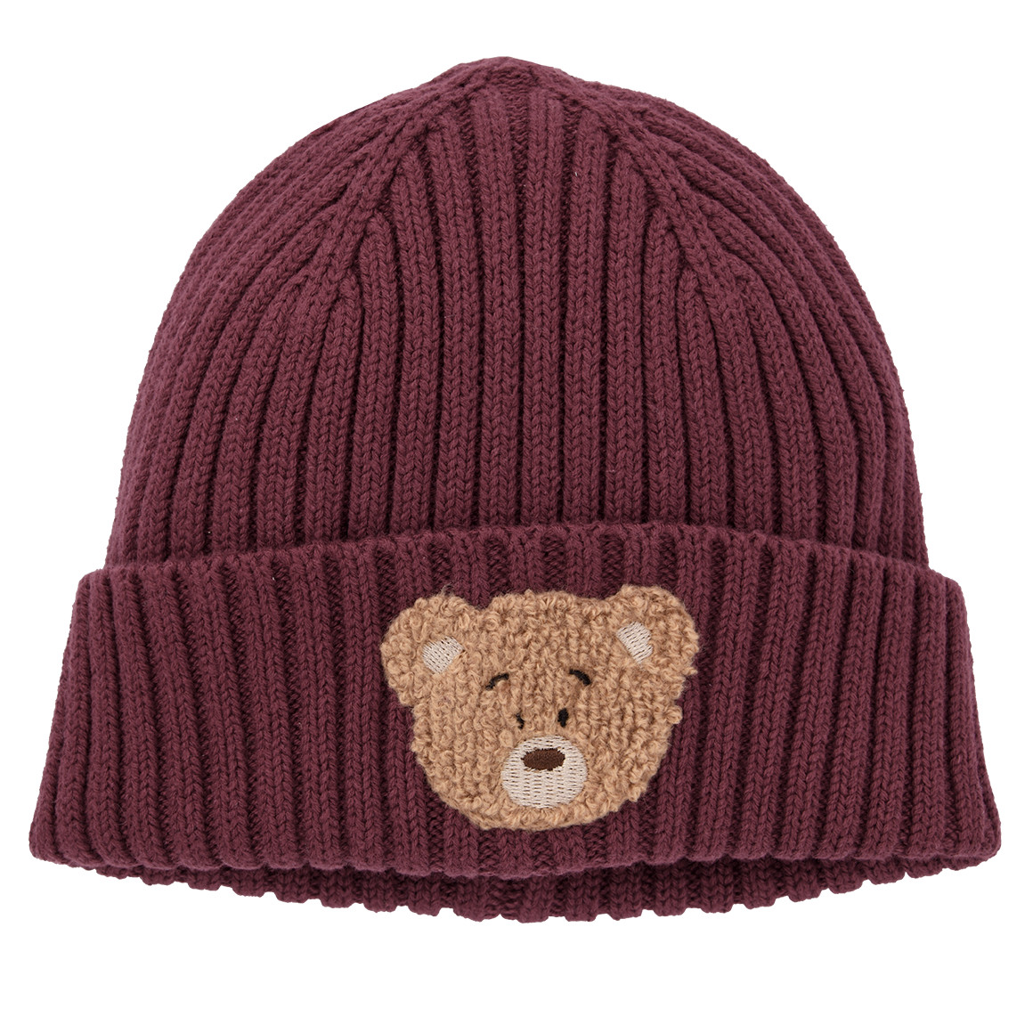 Baby Strickmütze mit Bären-Applikation