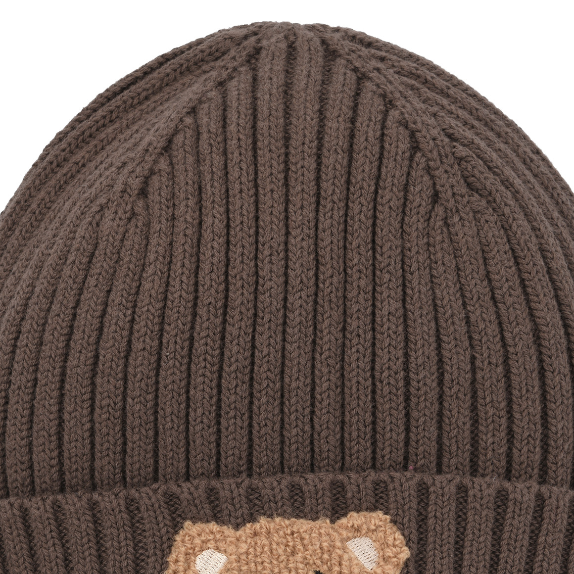 Kinder Strickmütze mit Bären-Applikation