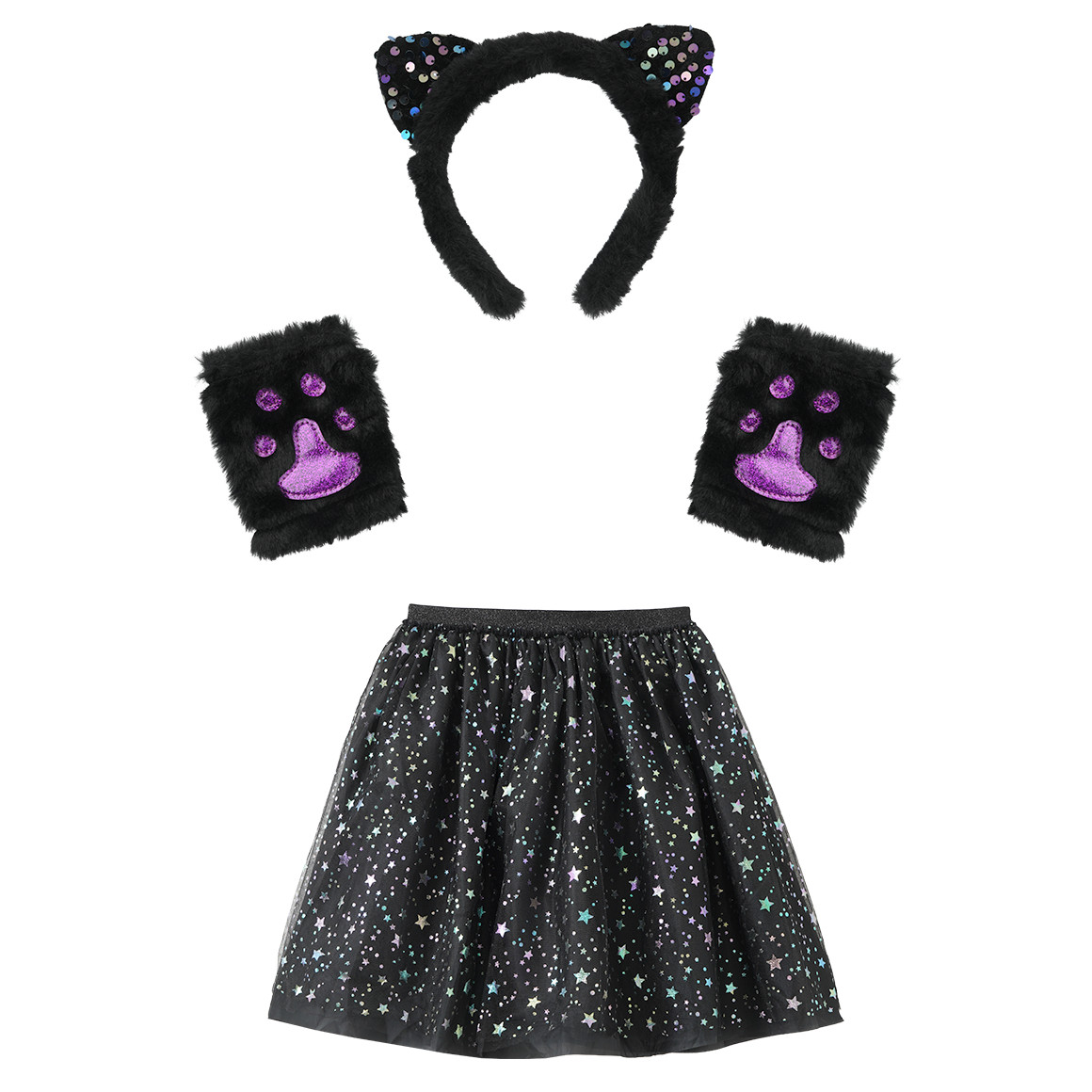 Kostüm-Set Katze mit Glitzer
