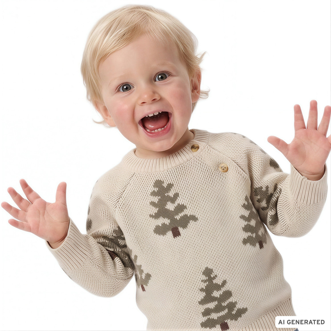 Baby Strickpullover mit Tannen-Allover