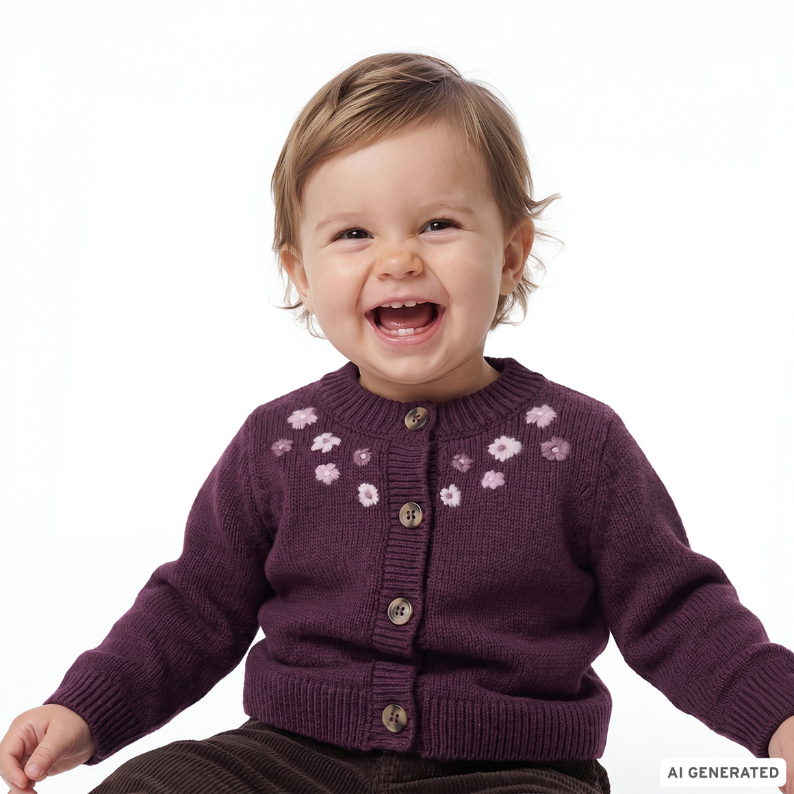 Baby Strickjacke mit Blumen-Stickerei