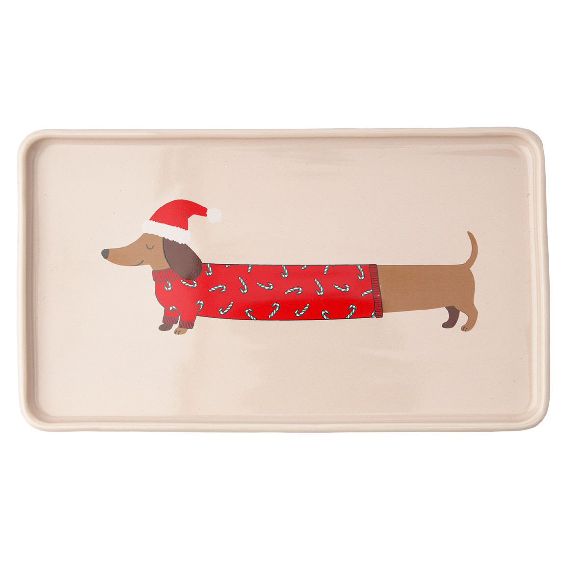 Teller Dackel im weihnachtlichen Design