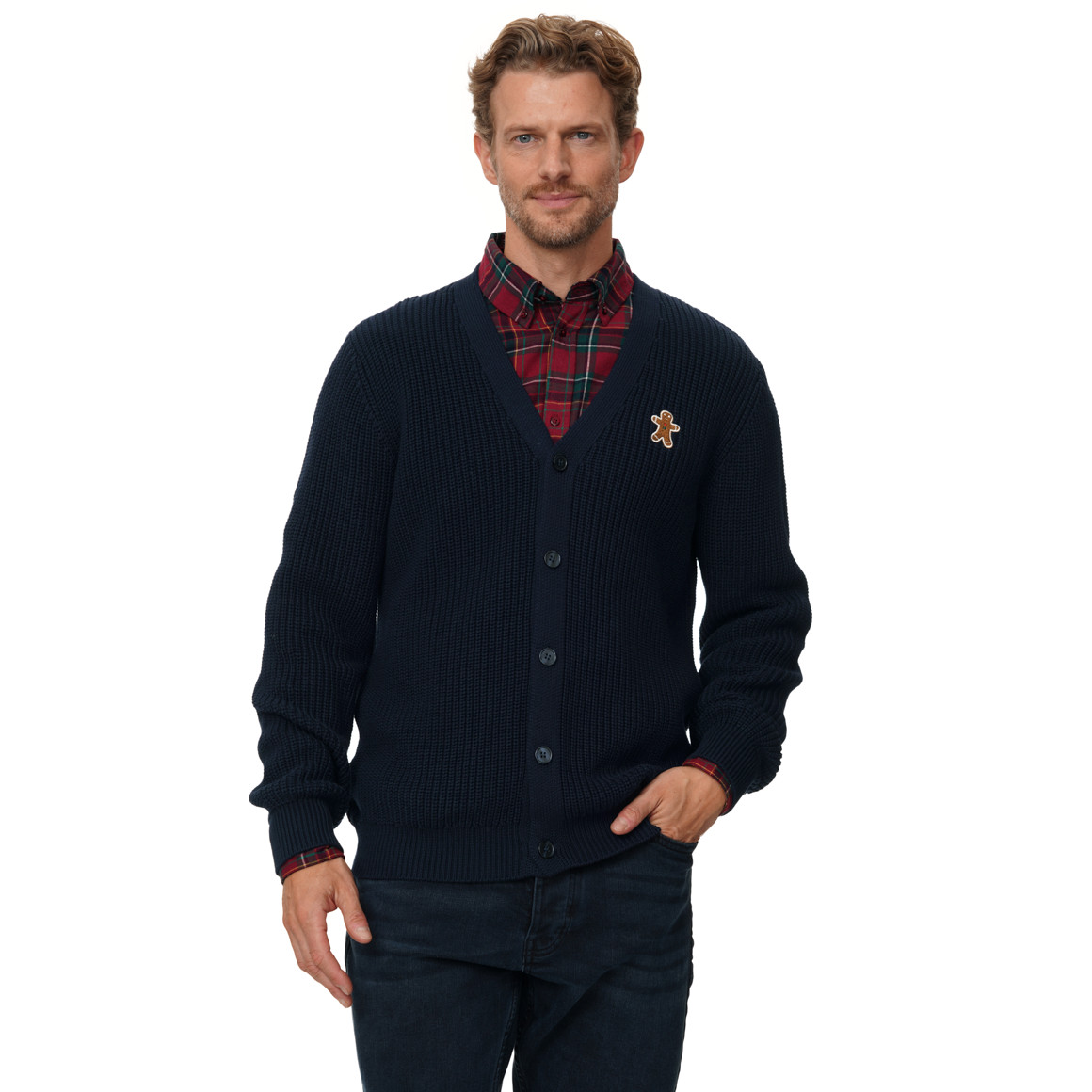 Herren Weihnachtsstrickjacke mit Stickerei