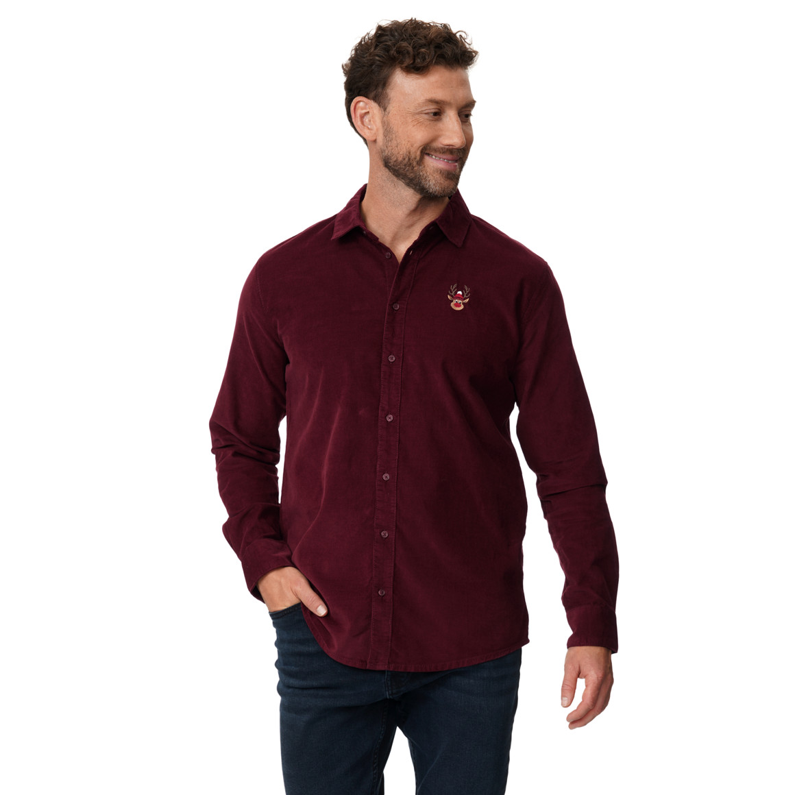 Herren Weihnachtshemd mit Stickerei