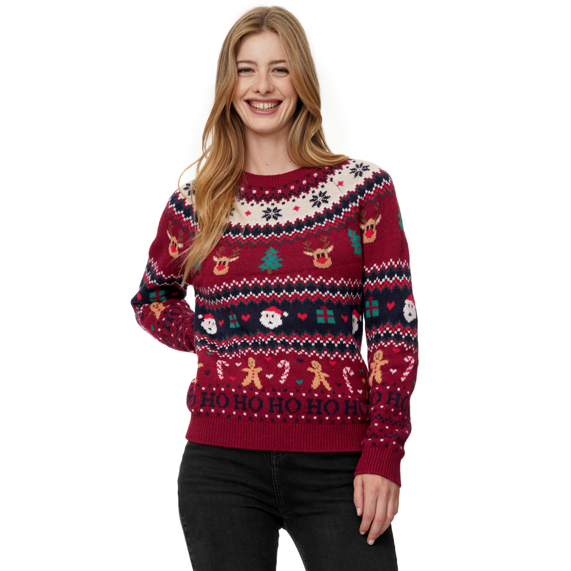 Damen Weihnachtspullover mit Allover-Muster