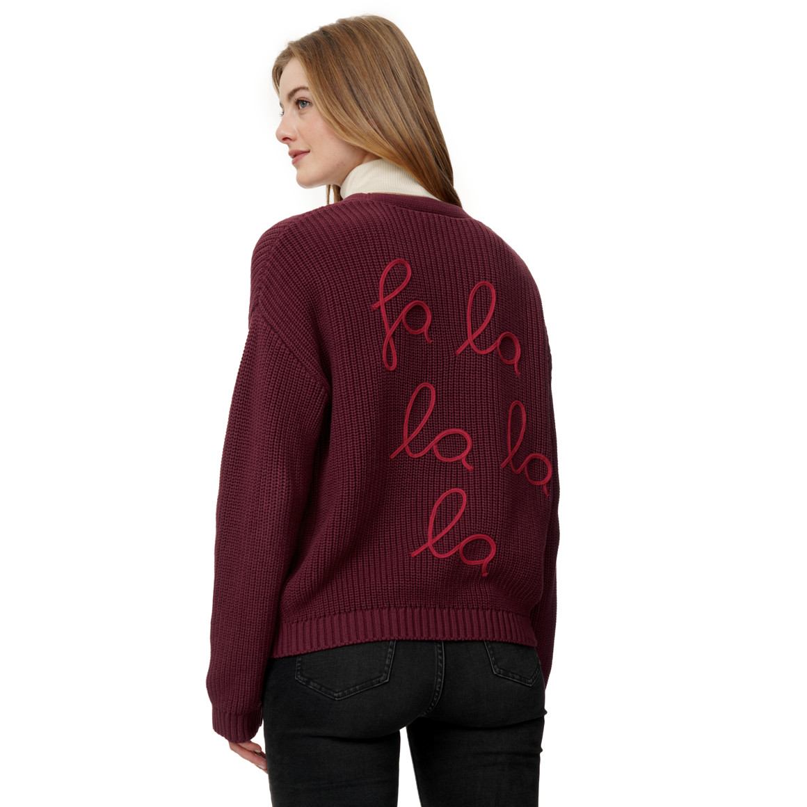 Damen Weihnachtsstrickjacke mit Stickerei