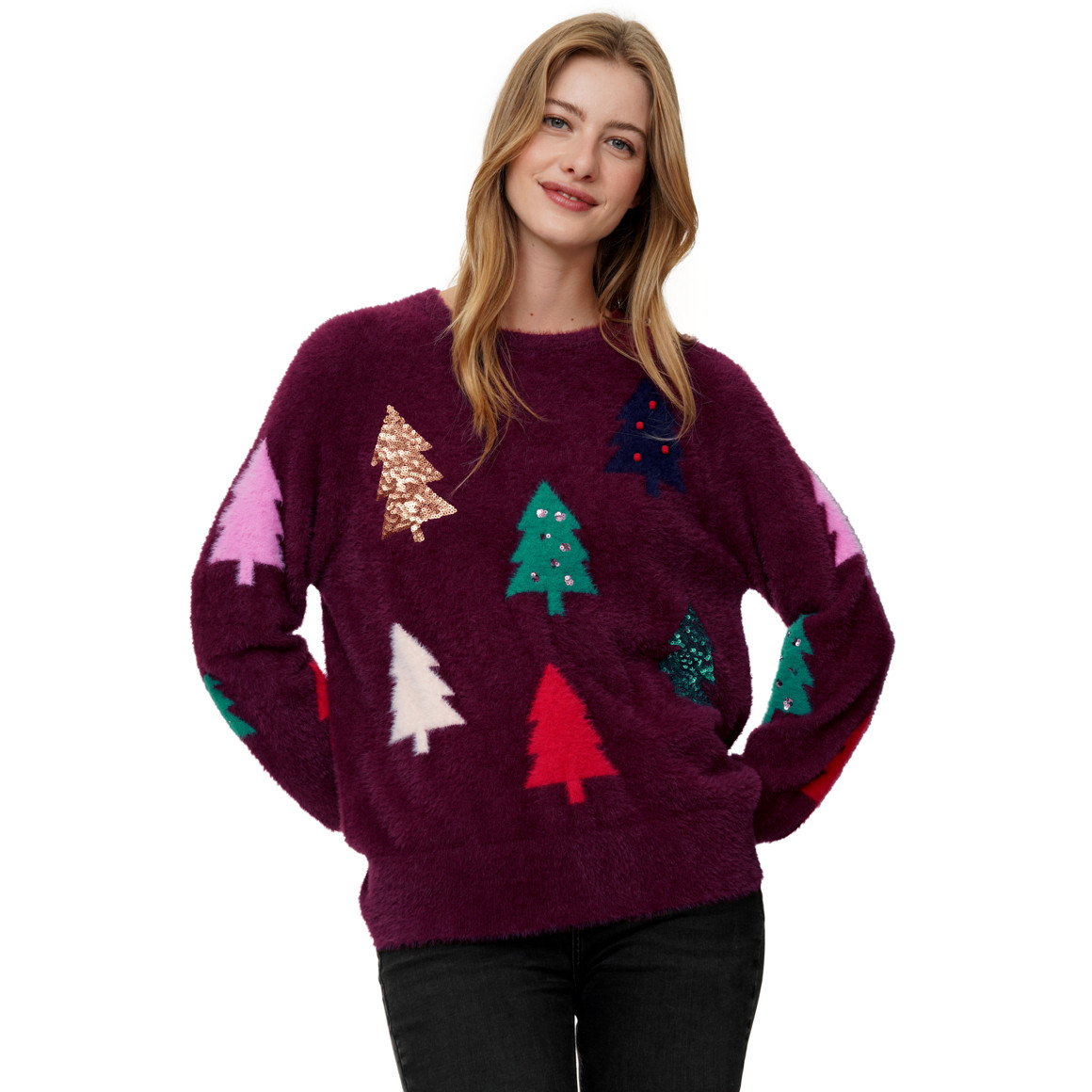 Damen Weihnachtspullover aus Federgarn