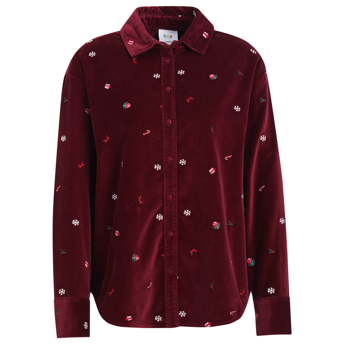 Damen Weihnachtsbluse mit Allover-Stickerei