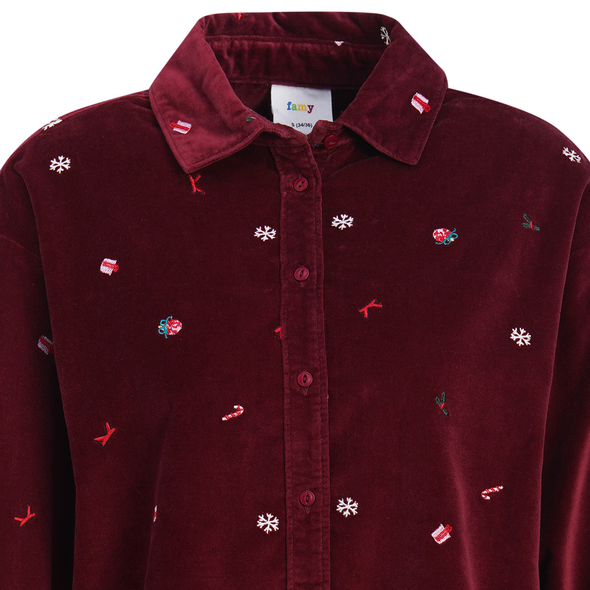 Damen Weihnachtsbluse mit Allover-Stickerei