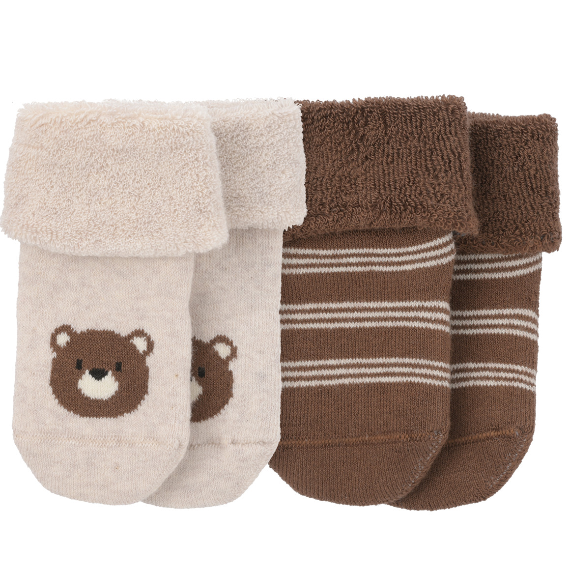 2 Paar Newborn Frotteesocken mit Bären-Motiv