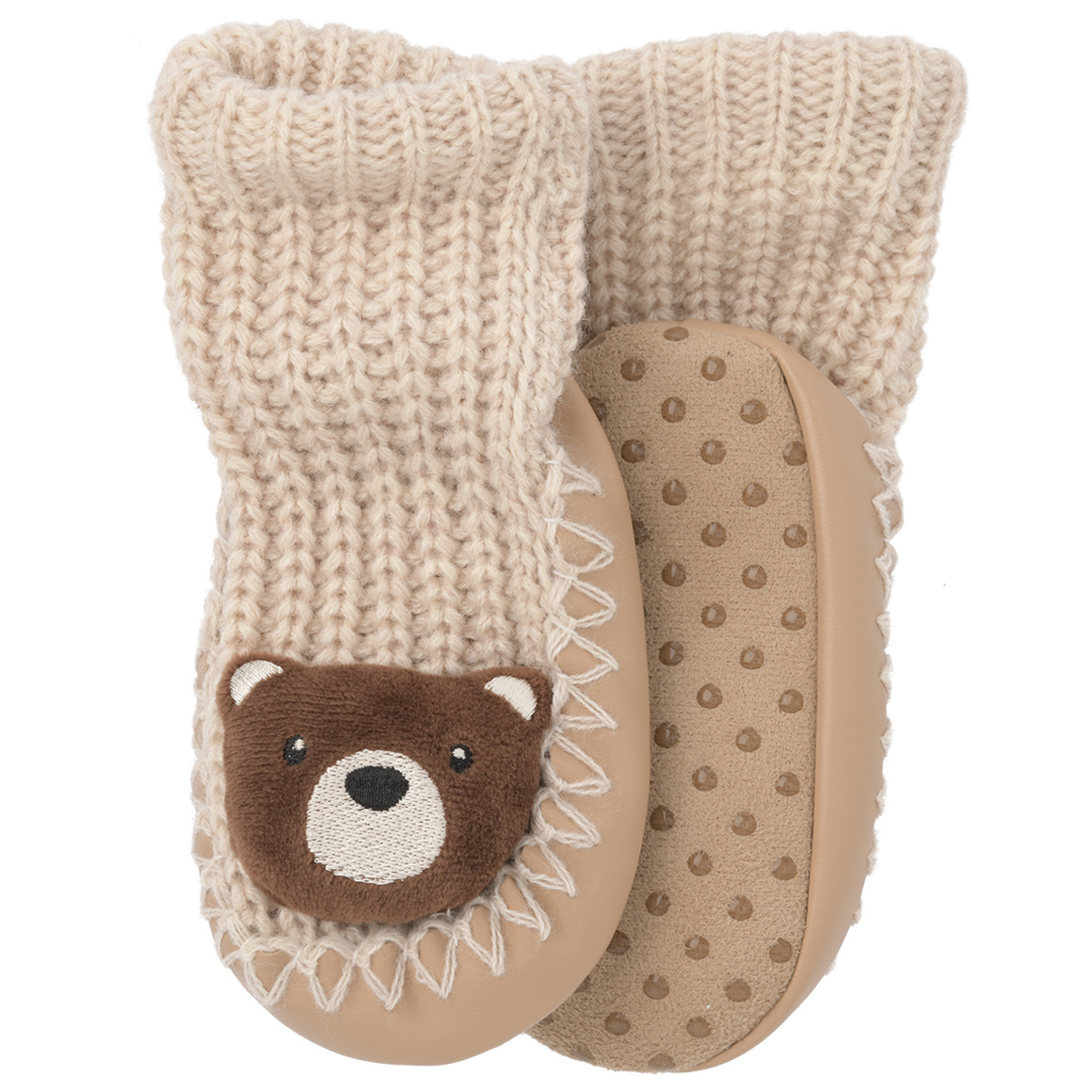 Babyslofjes met beertje-applicatie