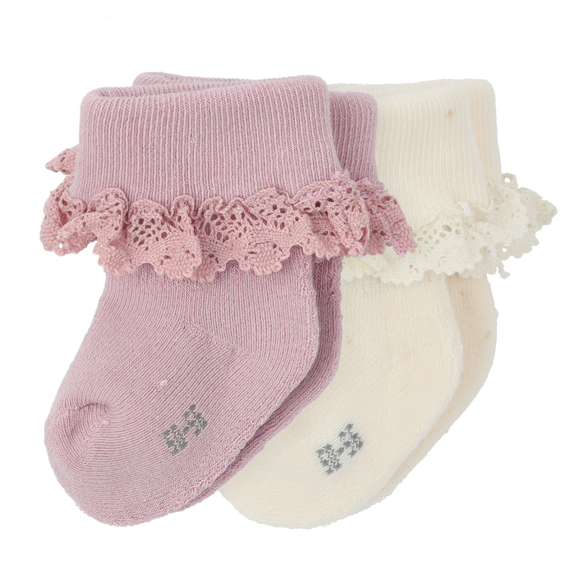 2 Paar Newborn Socken mit Rüschen