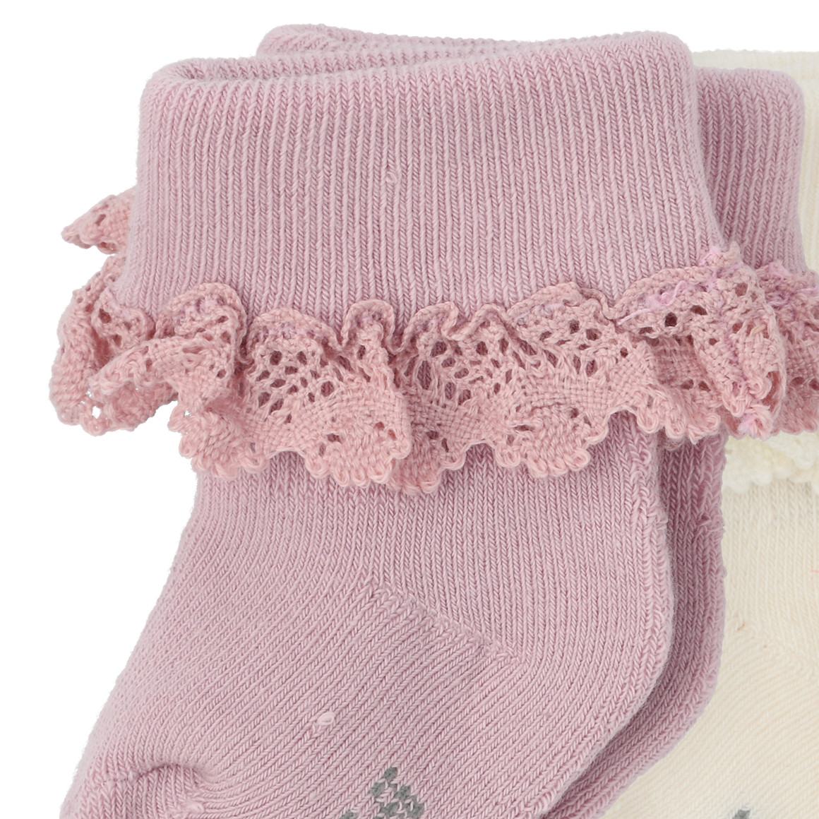 2 Paar Newborn Socken mit Rüschen