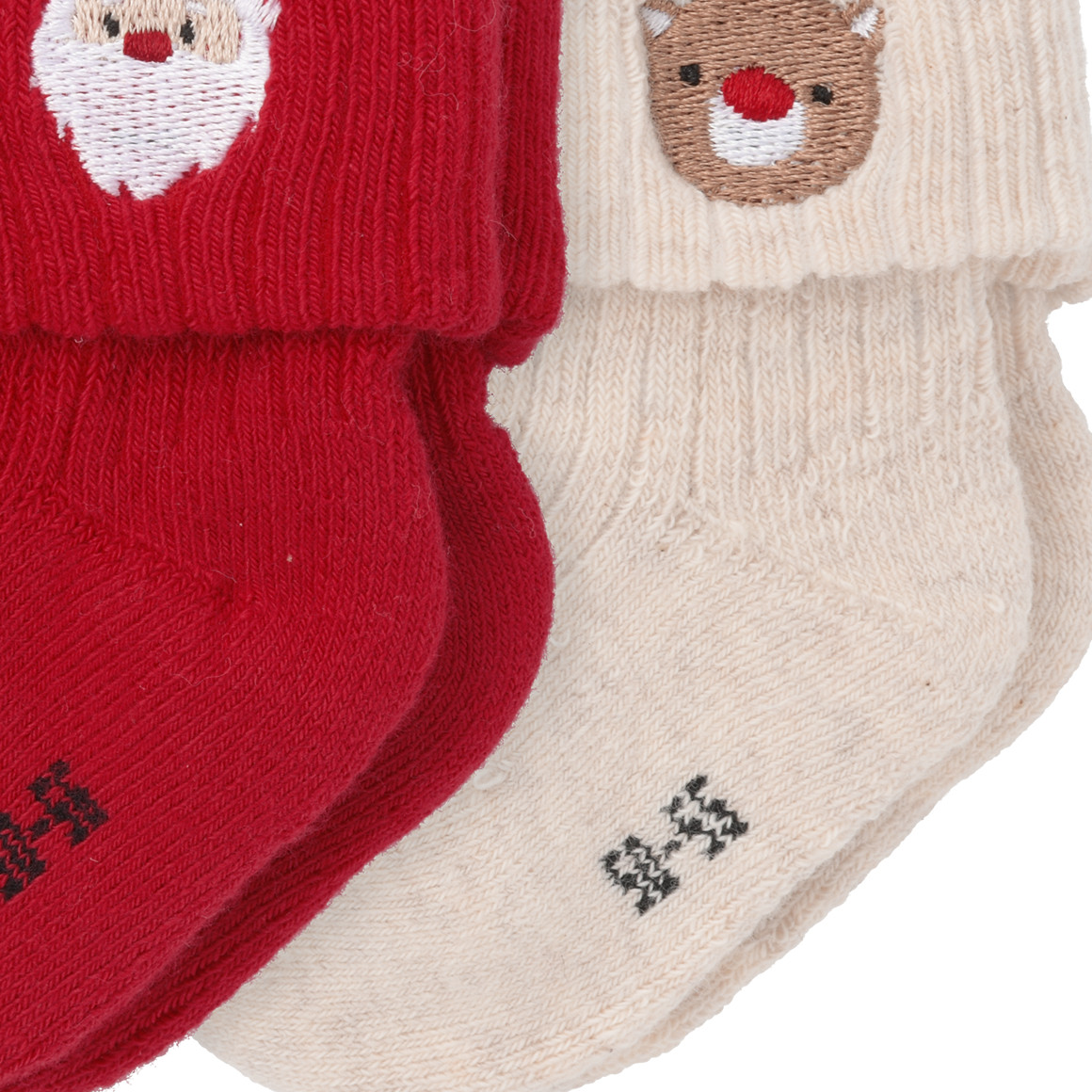 2 Paar Newborn Socken mit Weihnachts-Motiven