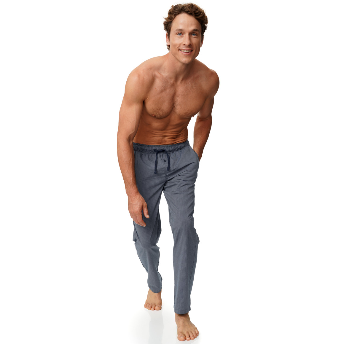 Herren Schlafhose mit Streifen-Muster