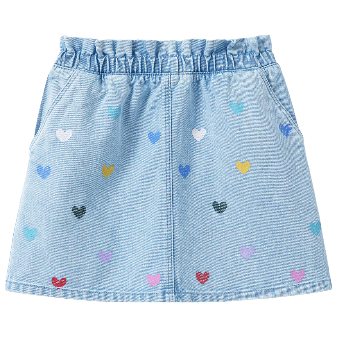 Mädchen Jeansrock mit bunten Herzen