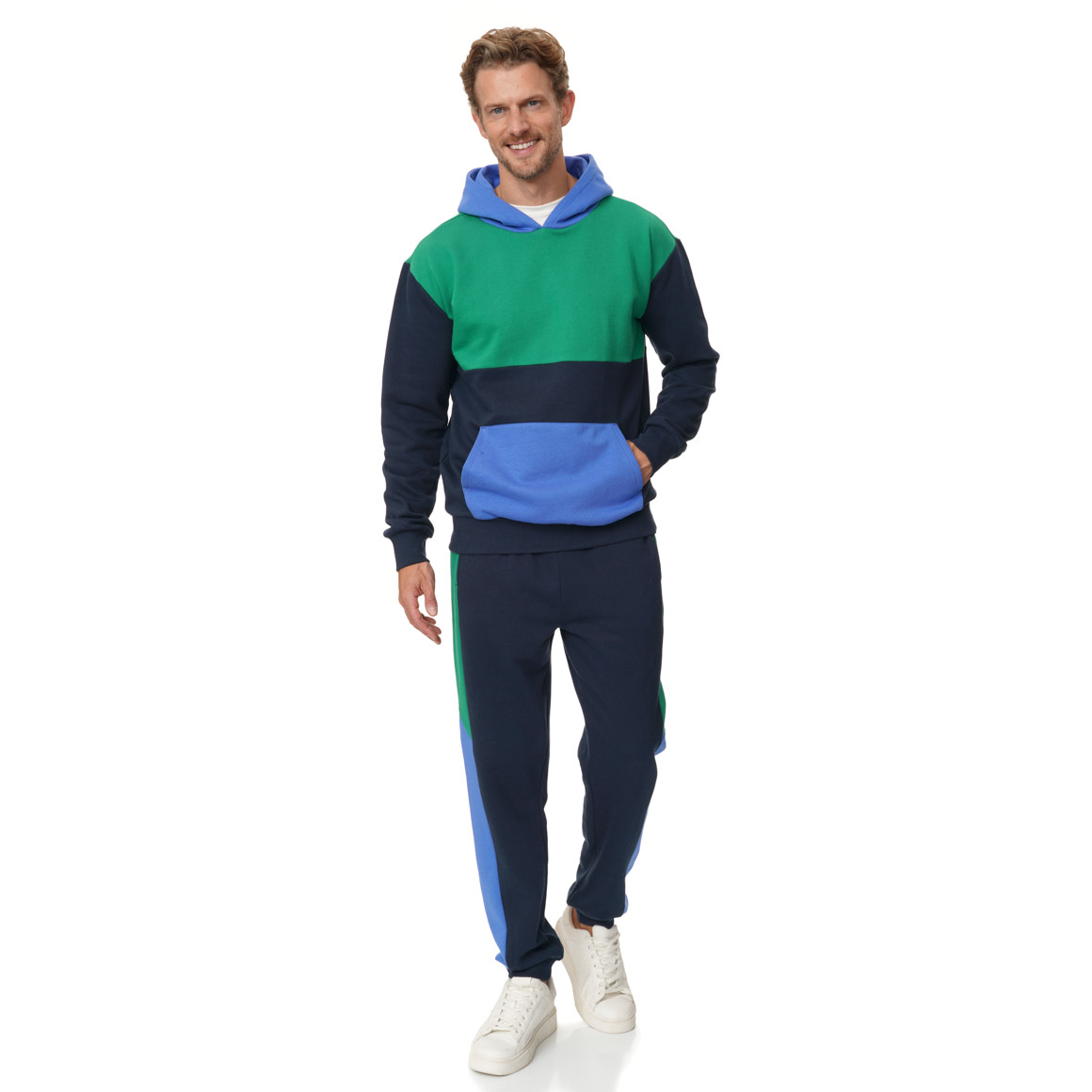 Herren Hoodie mit Farbteilern