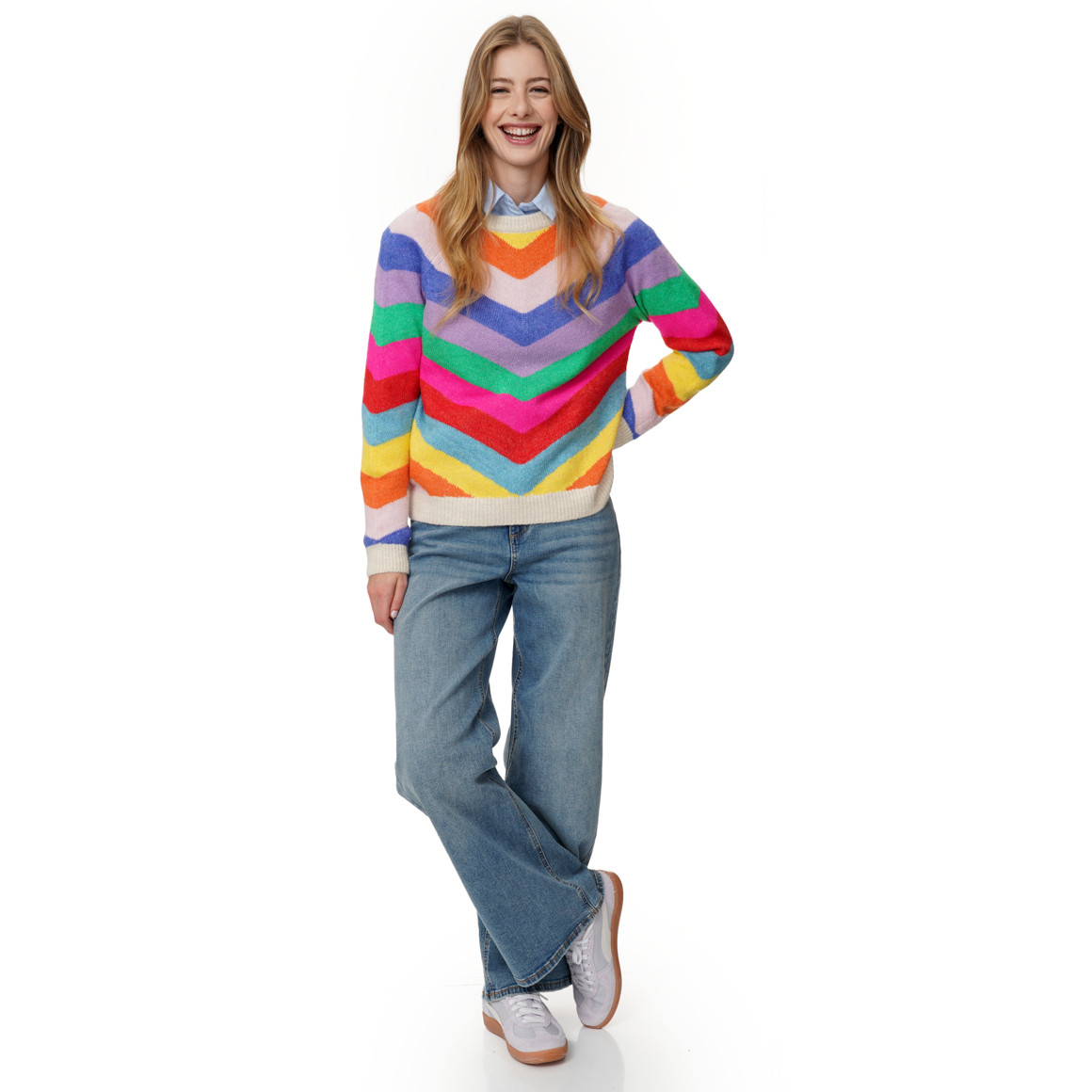 Damen Strickpullover mit Streifen