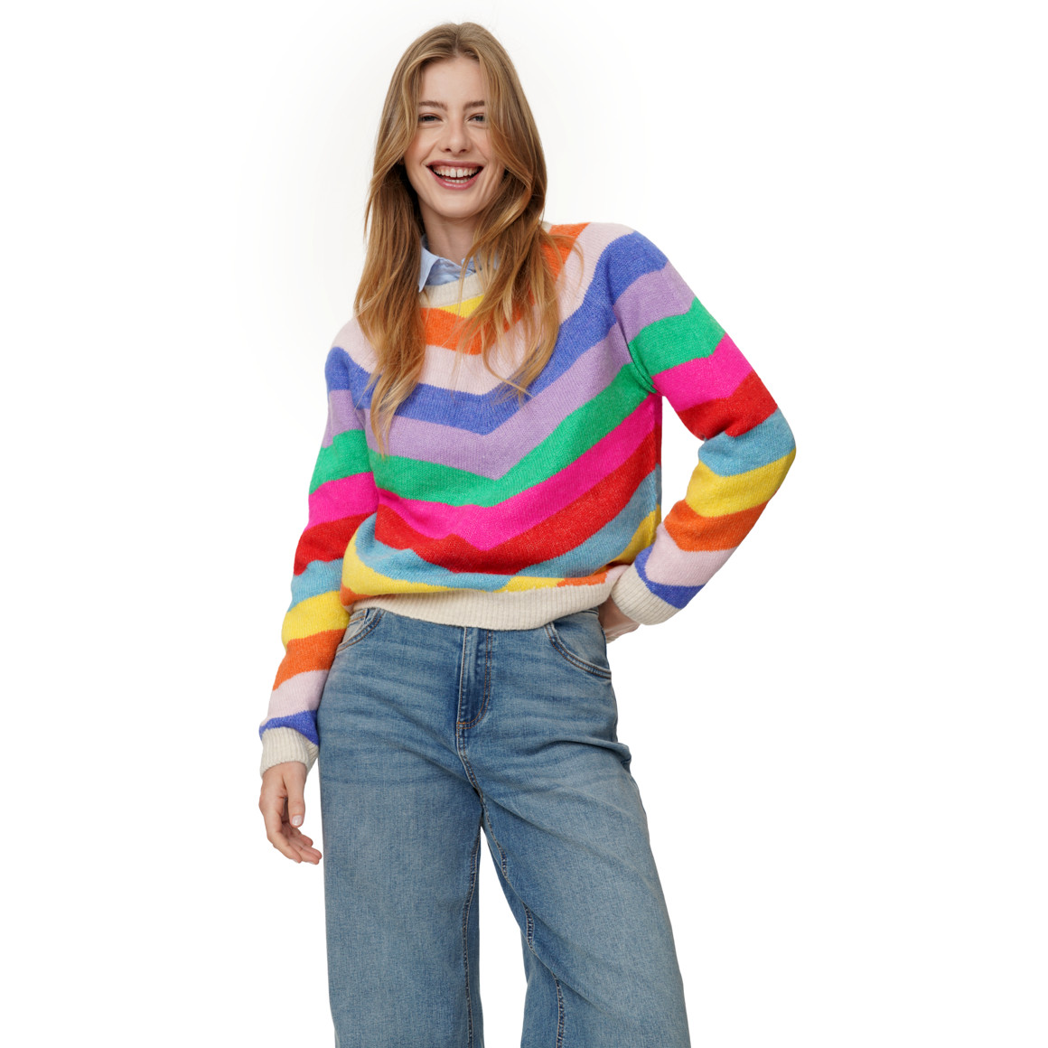 Damen Strickpullover mit Streifen