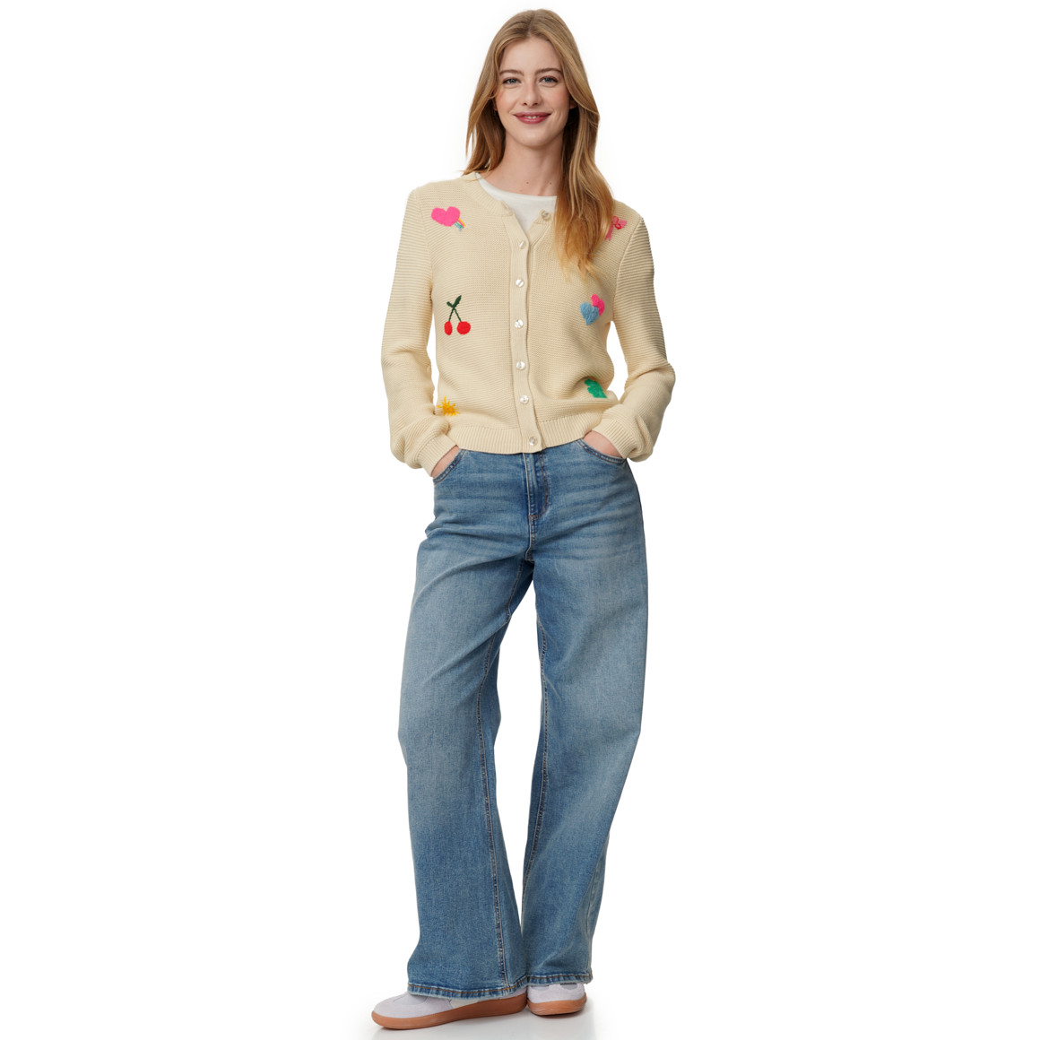 Damen Strickjacke mit Stickereien