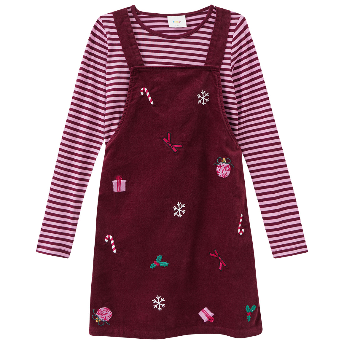 Mädchen Weihnachtsset mit Kleid und Shirt