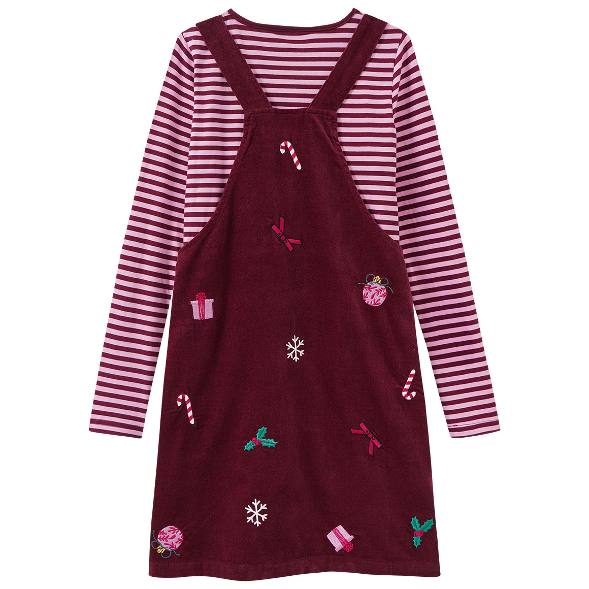 Mädchen Weihnachtsset mit Kleid und Shirt