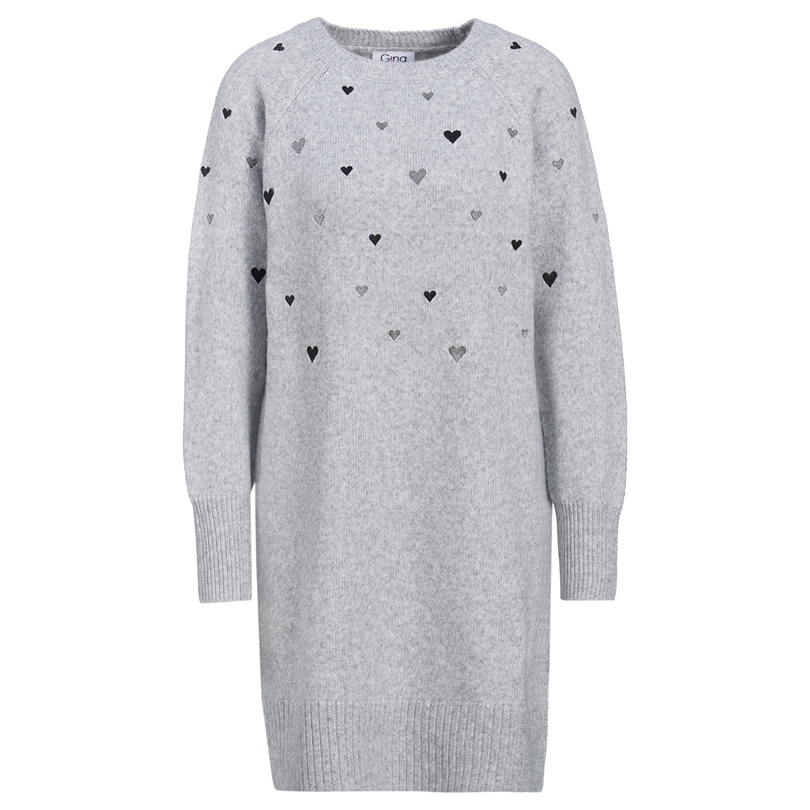 Damen Strickkleid mit Herz-Stickerei
