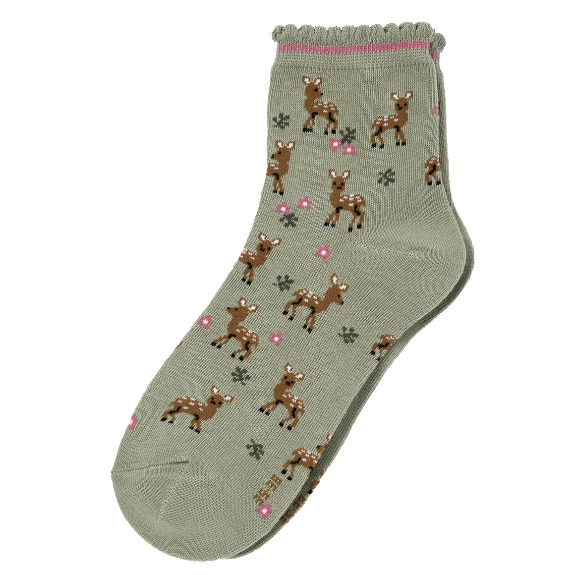 1 Paar Damen Socken mit Reh-Motiven