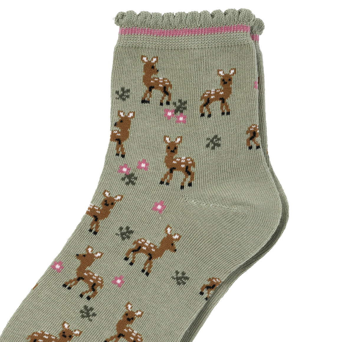 1 Paar Damen Socken mit Reh-Motiven
