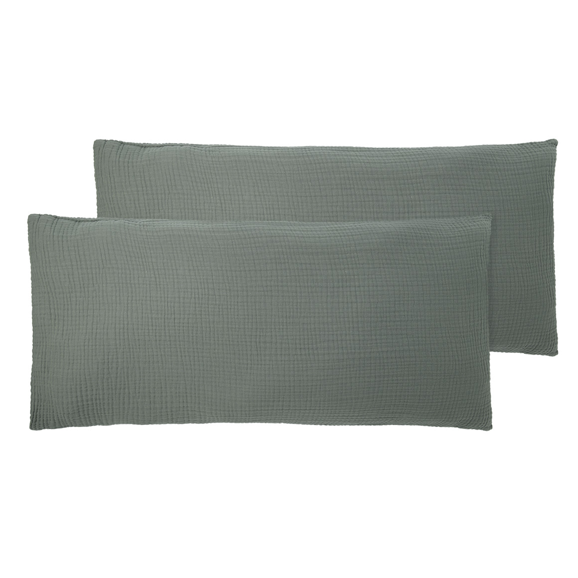 2 Musselin-Kissenhüllen 40 x 80 cm unifarben