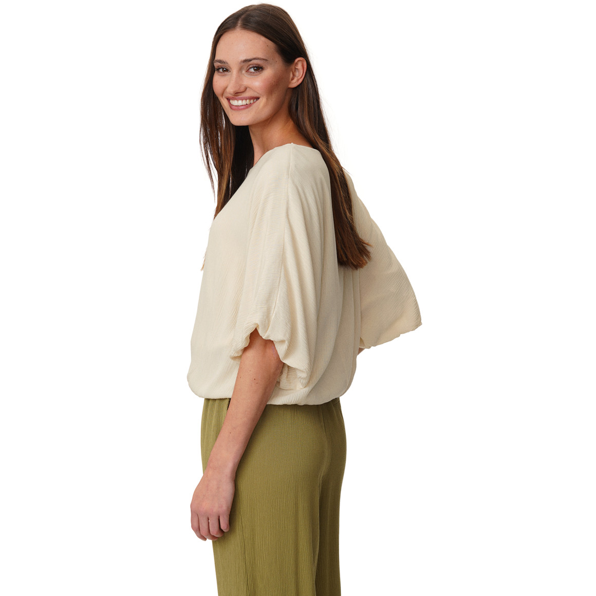 Damen Bluse in Crinkle-Optik