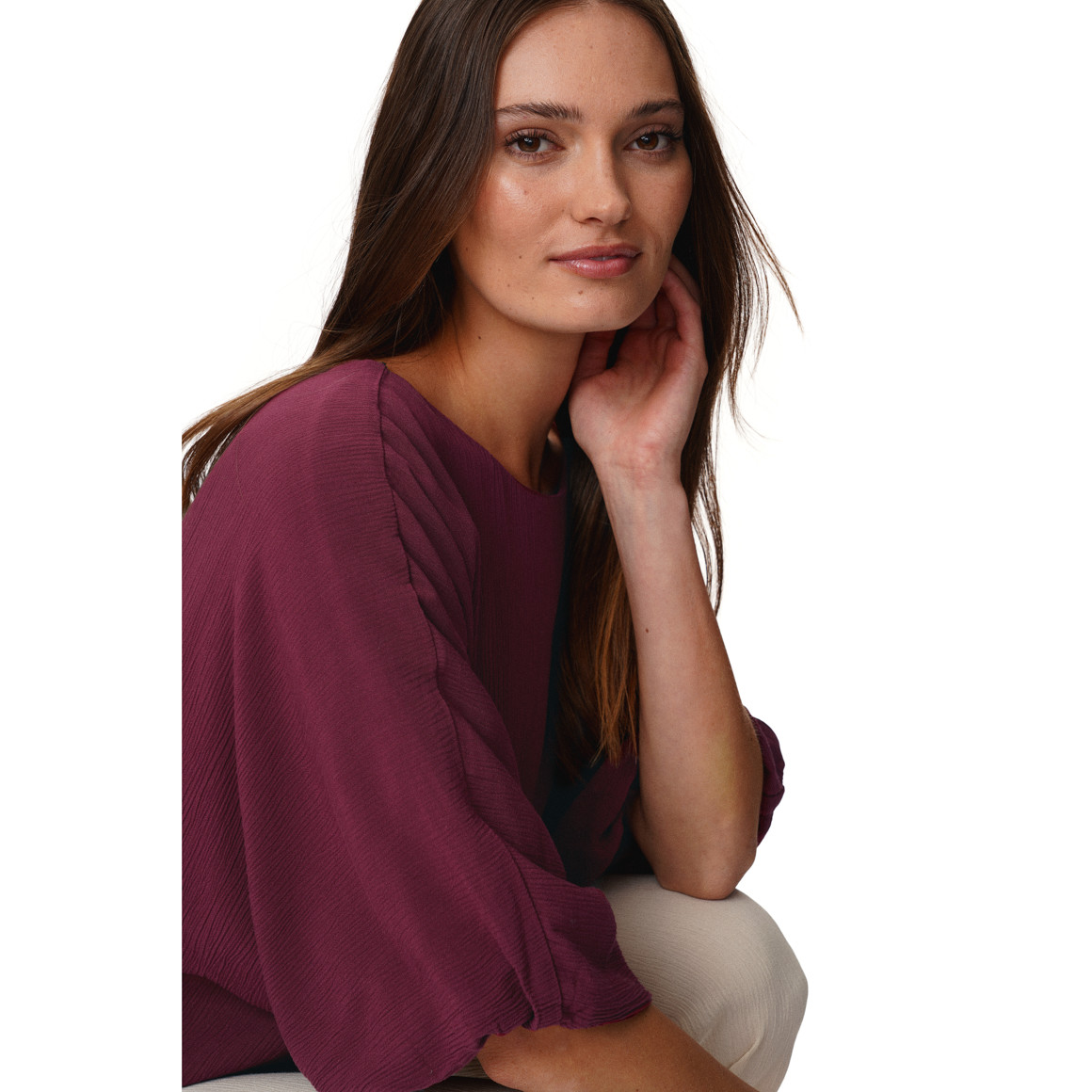 Damen Bluse in Crinkle-Optik