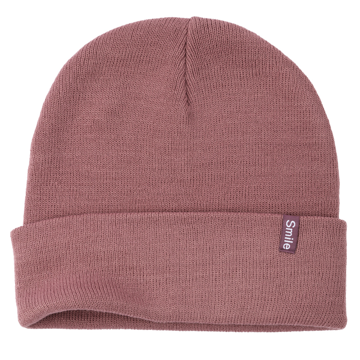 Damen Strickmütze mit kleinem Aufnäher 