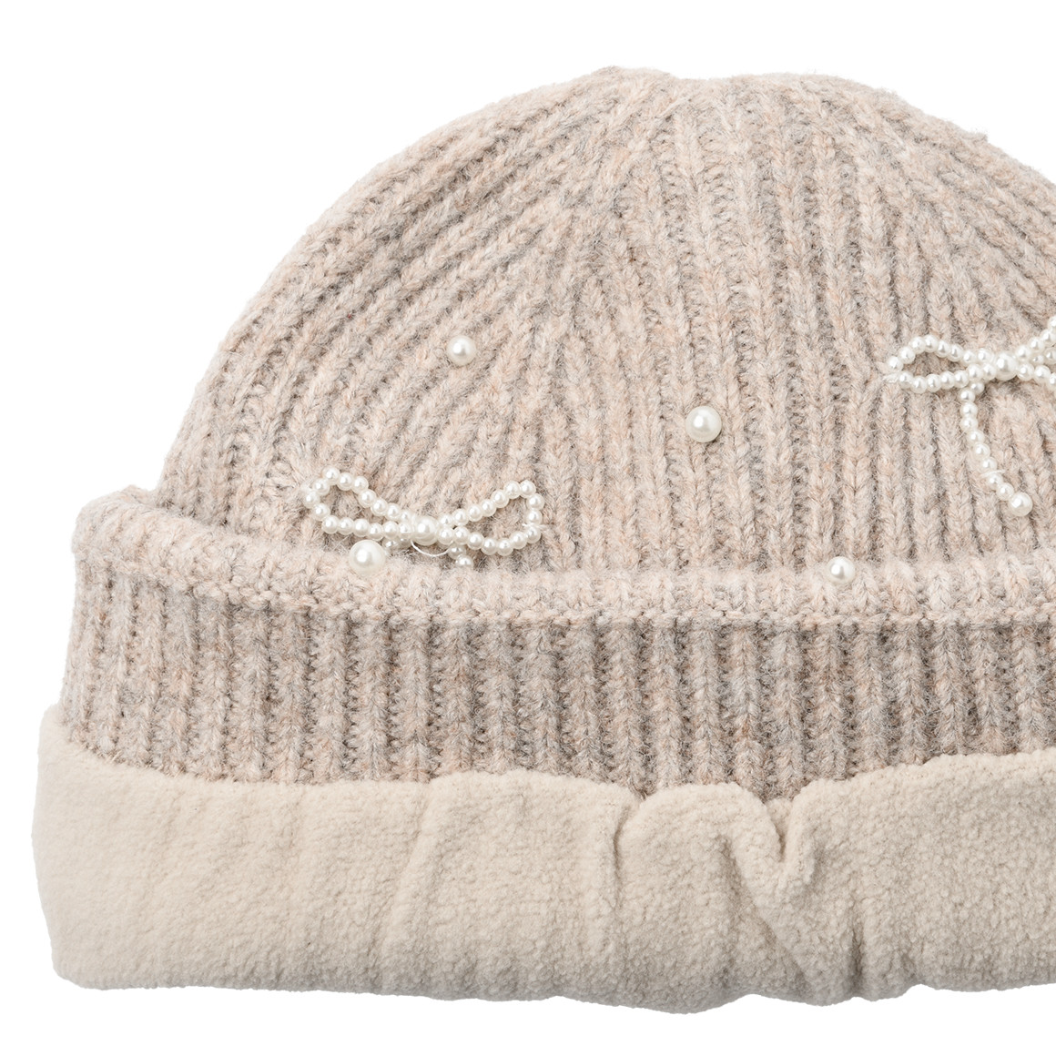 Mädchen Strickmütze mit Perlen-Applikation