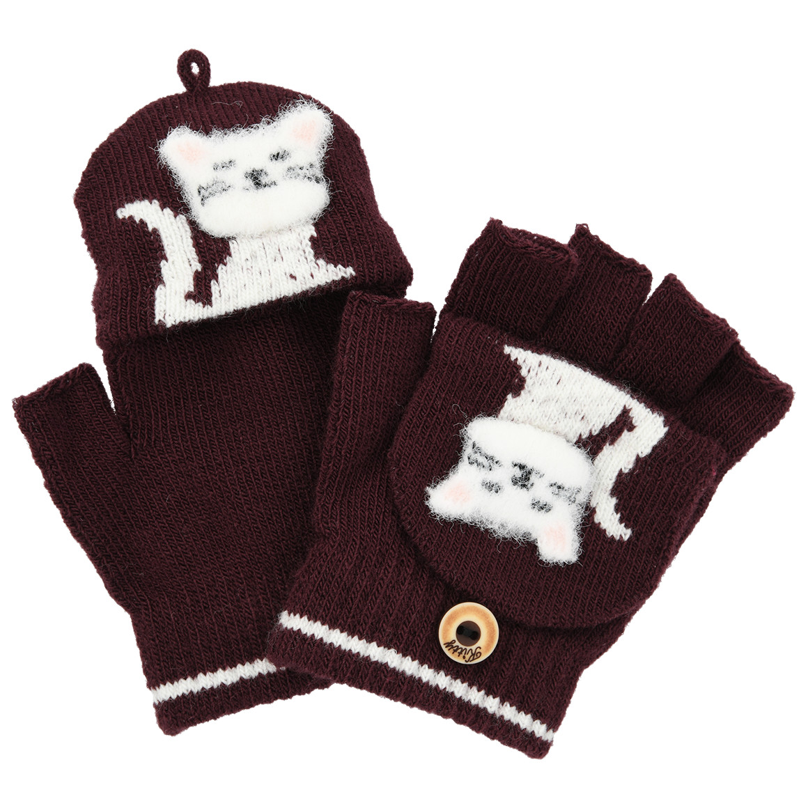 Mädchen Handschuhe mit Katzen-Motiv