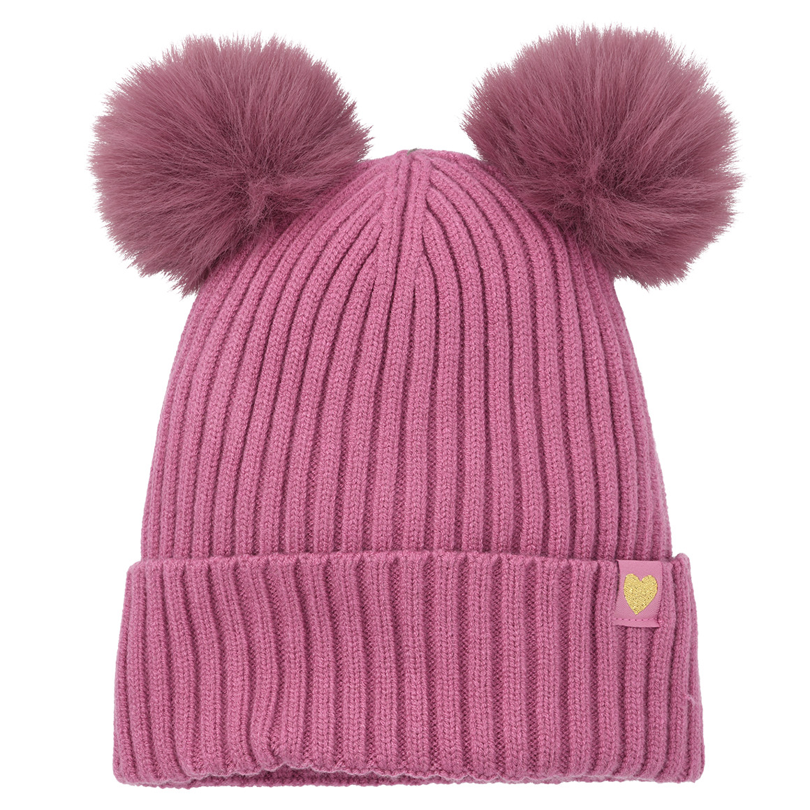 Gebreide muts voor meisjes met twee pompons