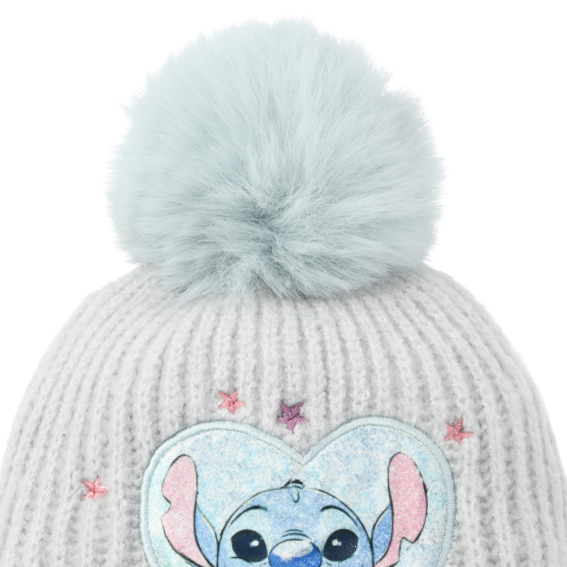Stitch-breimuts met pompon