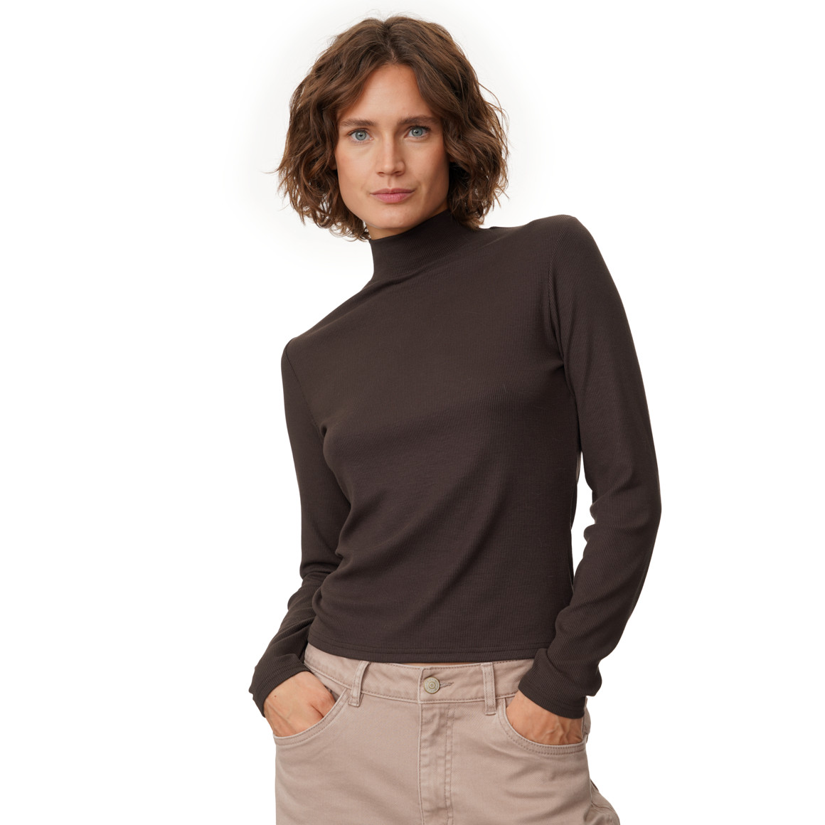 Damen Langarmshirt mit Rippstruktur