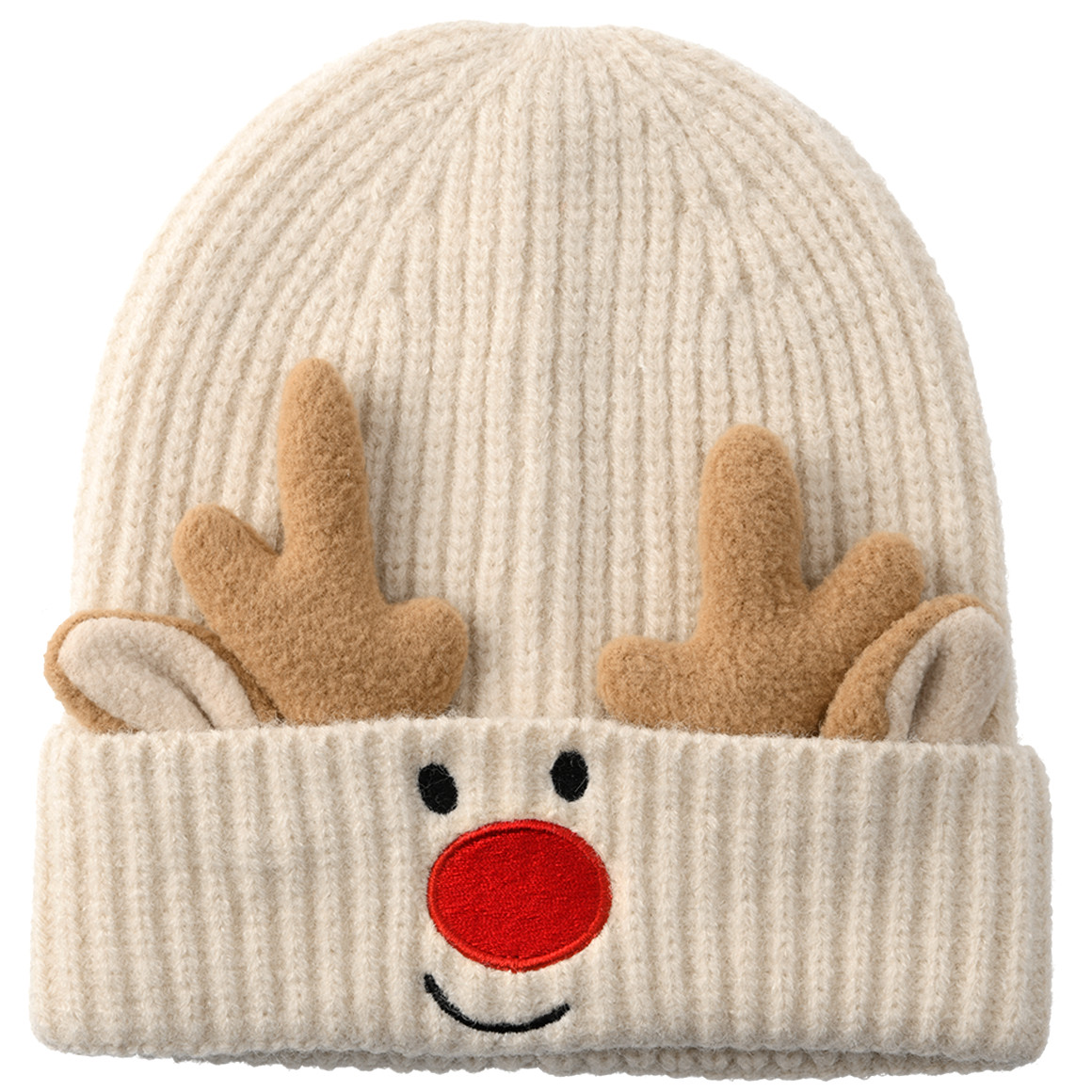 Gebreide babymuts met rendierdetails