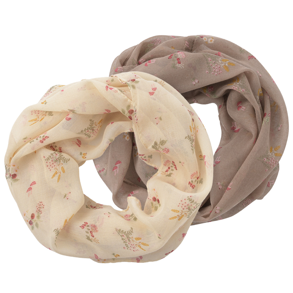 2 Mädchen Rundschals mit Blümchen-Print