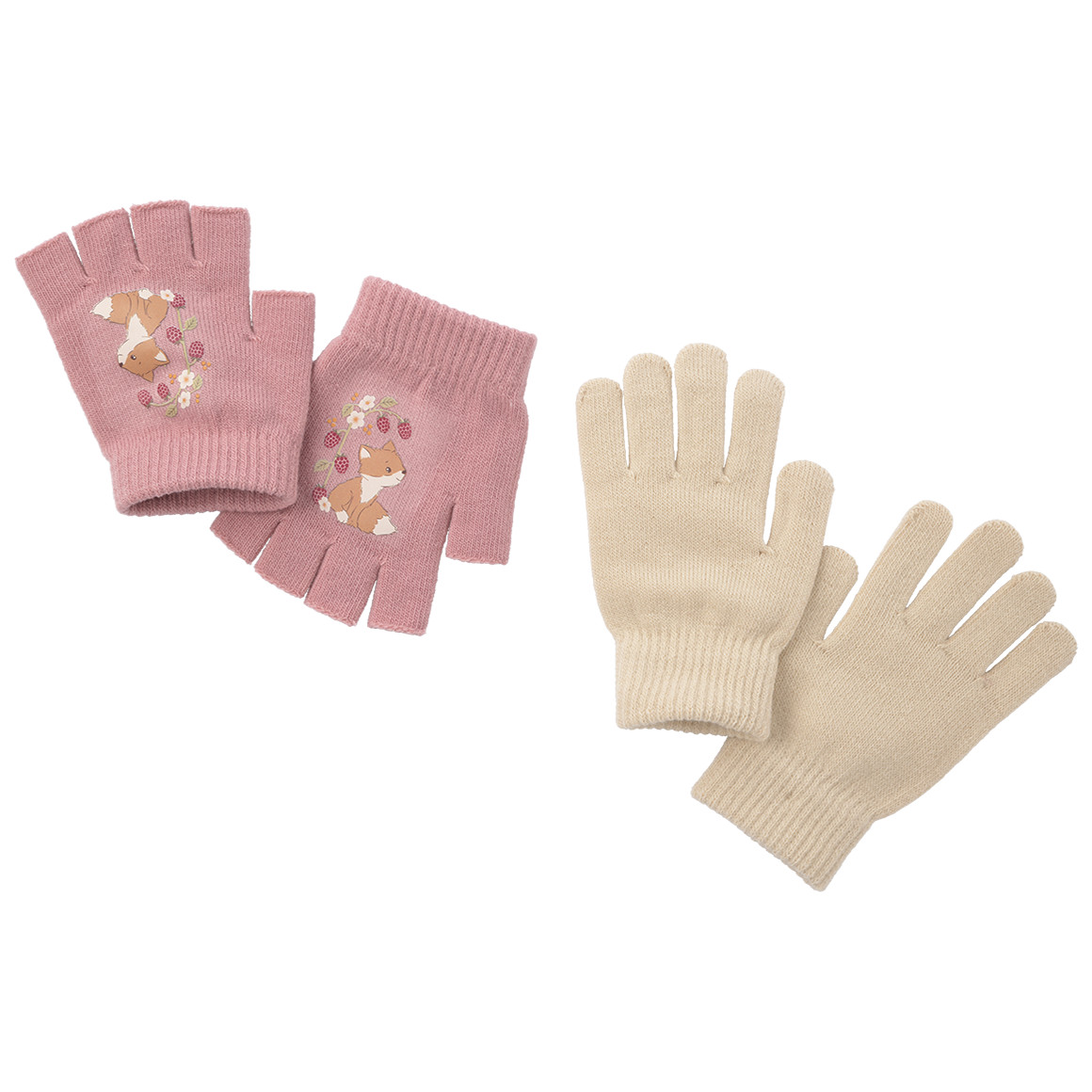 2 Paar Mädchen Handschuhe mit Motiv