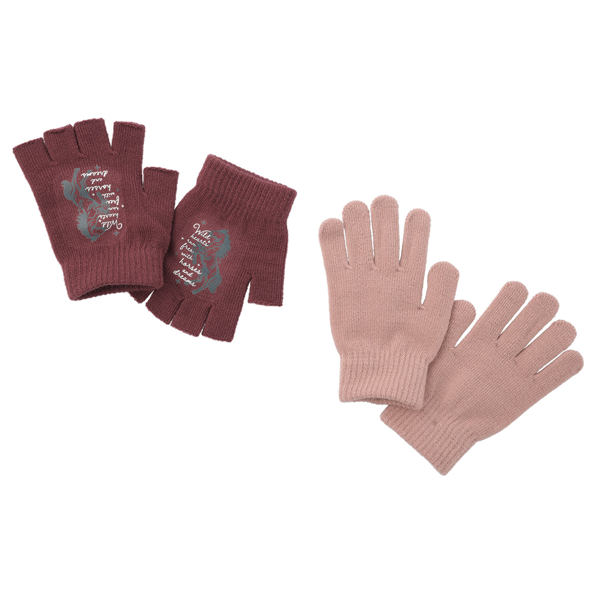 2 Paar Mädchen Handschuhe mit Motiv