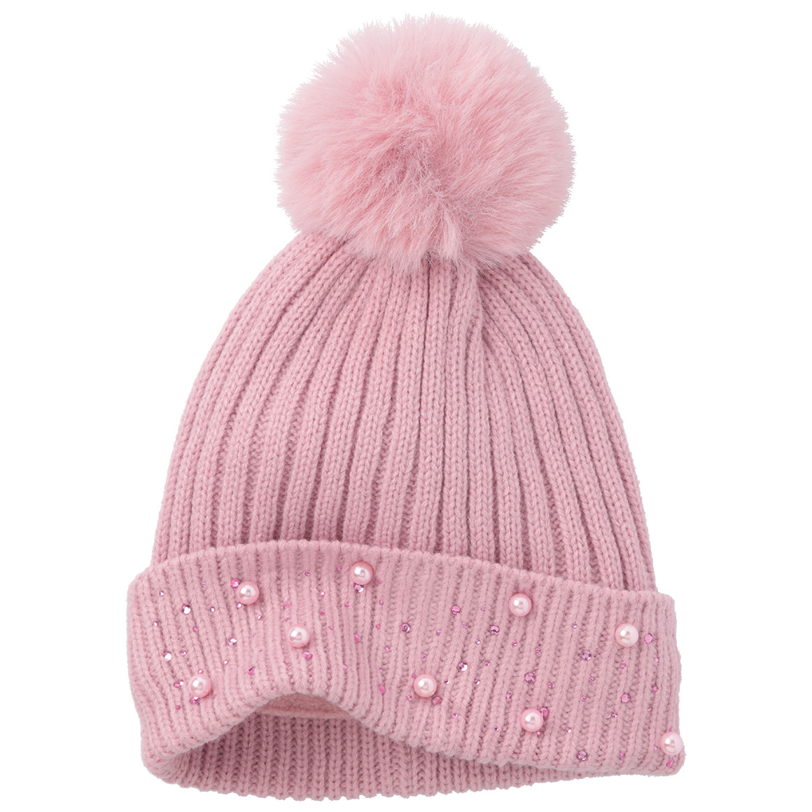 Mädchen Strickmütze mit Pompon